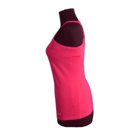 Under Armour Size S Tank Top HeatGear Racerback Pink Shelf Bra Athletic Stretchy - Picture 2 of 14